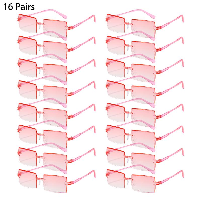 16/20 Pairs Rectangle Sunglasses Men Fashion Rimless Gradient Multicolor Beach Holiday Shades Women New Trendy Rave Sun Glasses