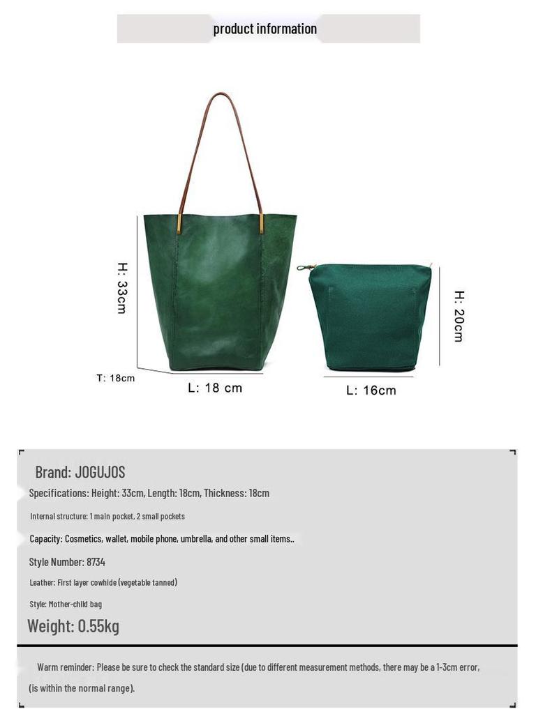 Genuine Leather Large Capacity Tote Bag for Women - High-End Commuter Shoulder Bag