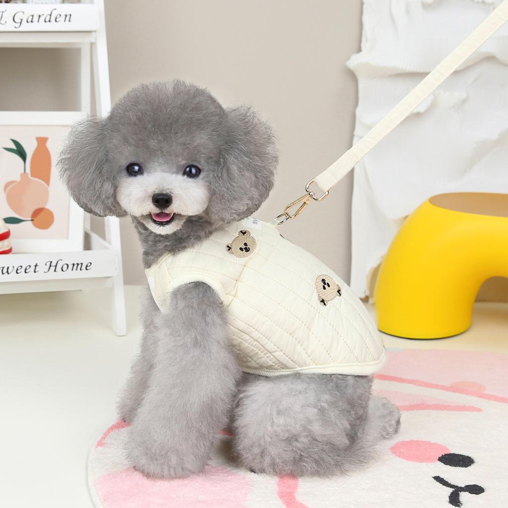 Puppy pet cat clothes autumn and winter cotton vest VIP Teddy Bichon quilted cotton embroidered cotton vest without rope