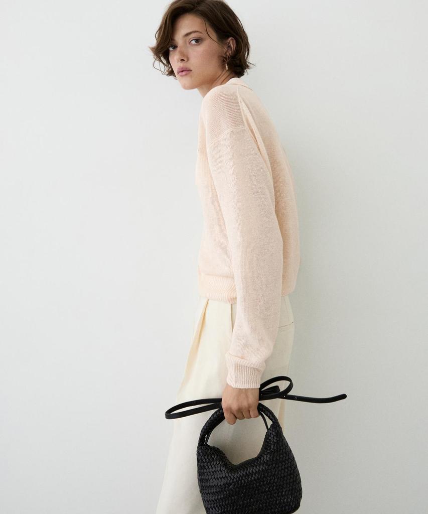 Masimodutti Thin Linen Polo Neck Sweater