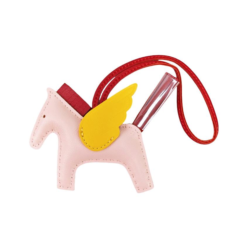 Håndsømmet Ekte Skinn Pony Veskeanheng - Søtt Lammeskinn Flygende Hest Design