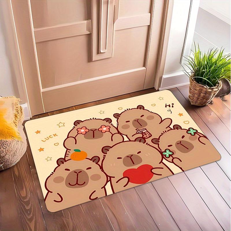 VIKAMA Adorable Capybara Lucky Doormat Entrance Mat for Kids' Room Instagram-Style Living Room Foot Mat Warm and Healing
