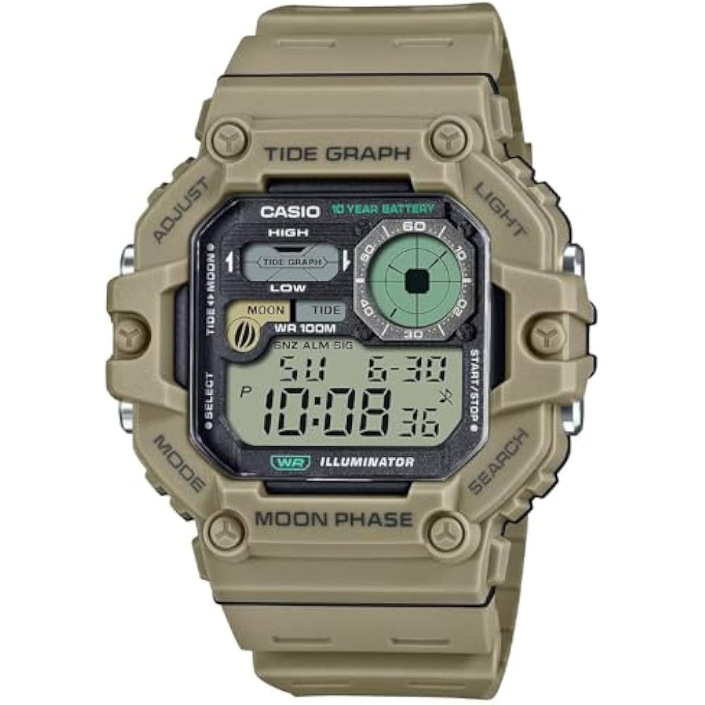 Casio WS-1700H-5AVDF Tide Chart Watch Brown Unico Strap