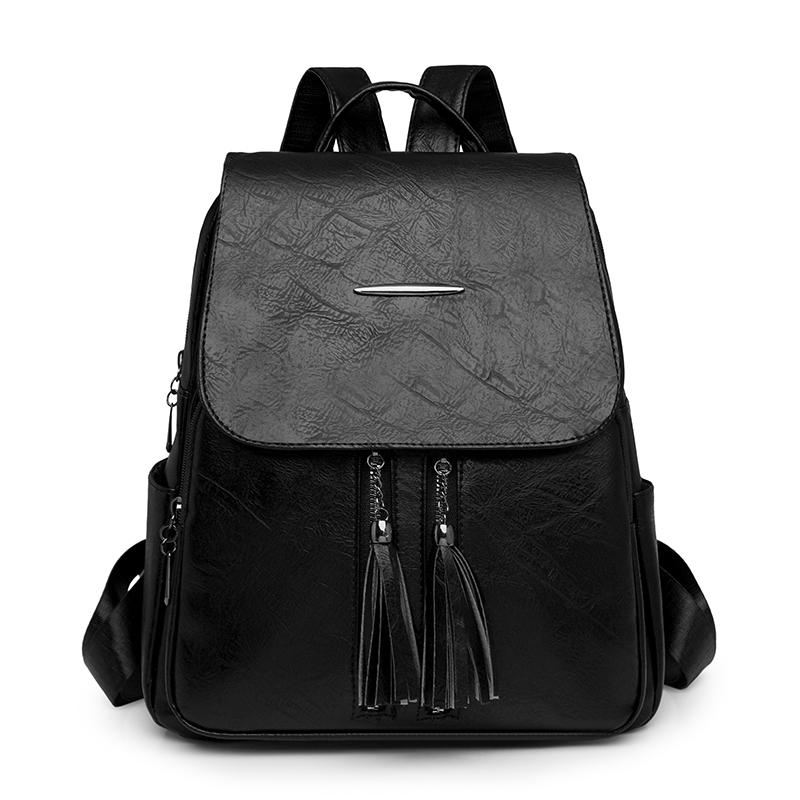 

Женский рюкзак большой вместимости из ПУ чёрный