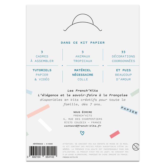 Kits de loisirs créatifs - French Kits - Les animaux tropicaux - 27 pièces - Dès 7 ans - Très facile