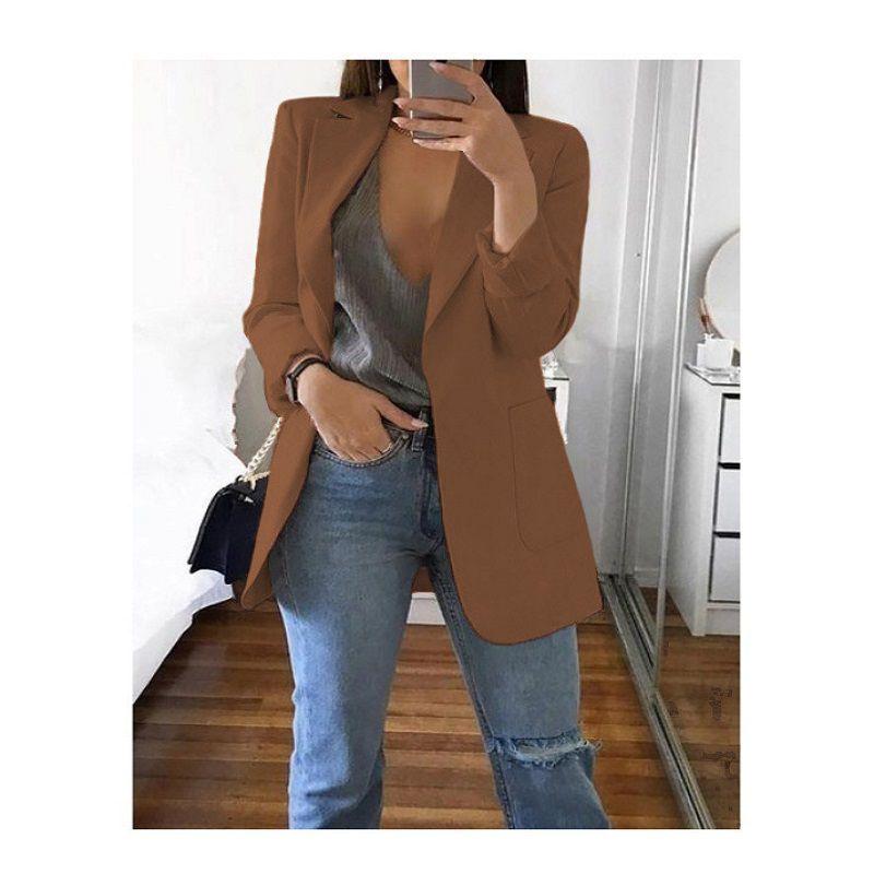 Lapel Women Loose Turndowncollar Long Sleeve Casual Blazer Women Outwear