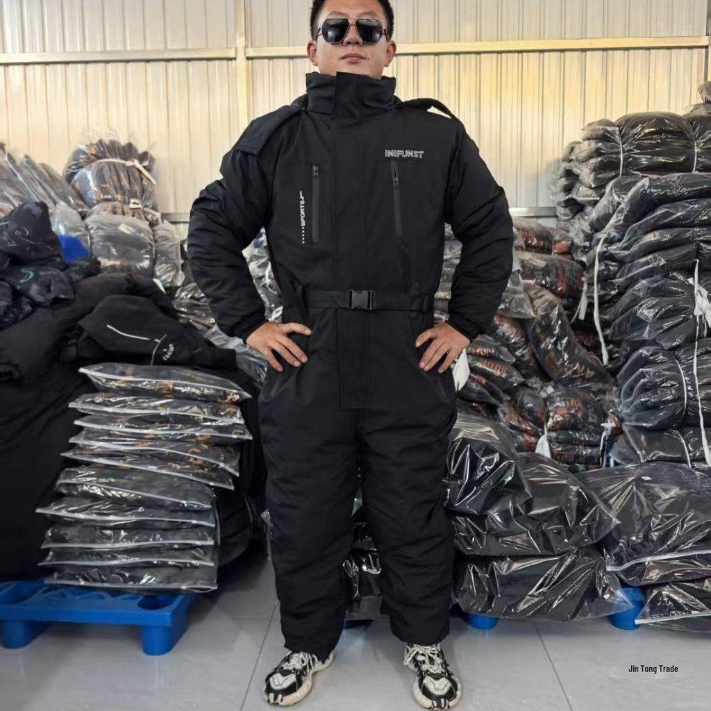 Macacão de Ciclismo e Esqui Impermeável de Inverno Espesso com Algodão Quente e Capa à Prova de Vento, Ideal para Armazenamento a Frio e Entrega.