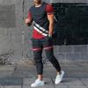 Set T-shirt e Pantaloni da Uomo Estate Manica Corta T-shirt Oversize Tute con Pantaloni da Tuta Completi con Stampe Pantaloni Tute Abbigliamento da Uomo