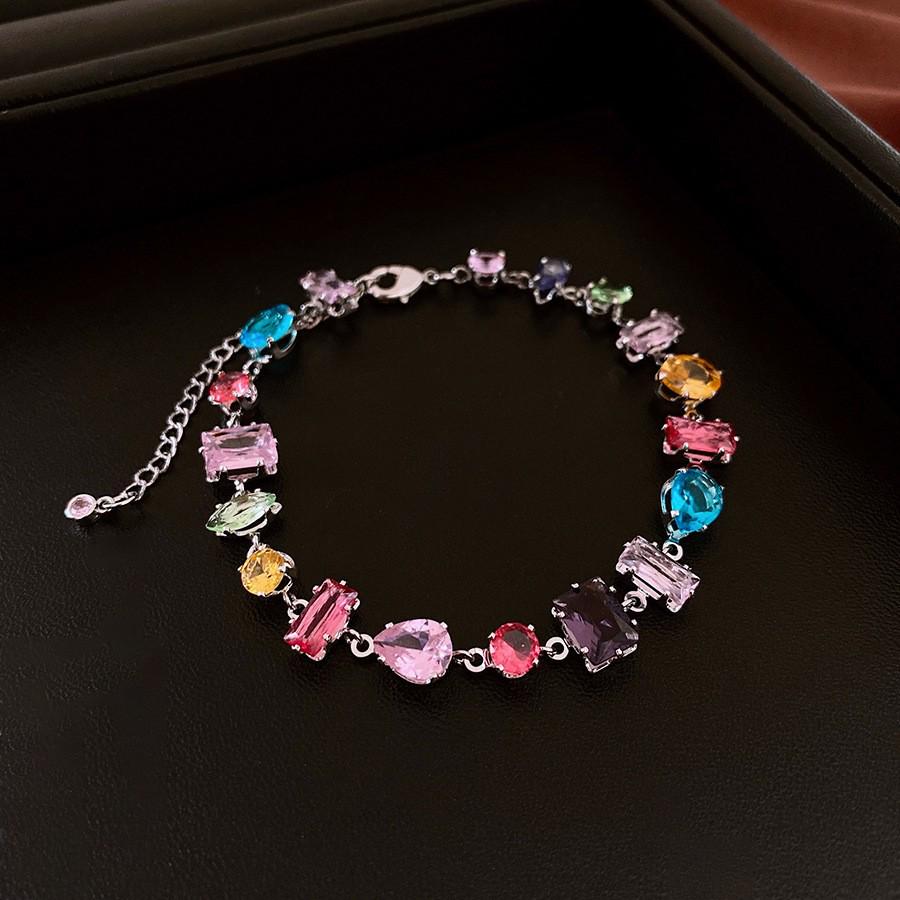 Bracelet à boucle ovale en zircon plaqué or 18 carats - Bijoux de luxe rétro européens et américains