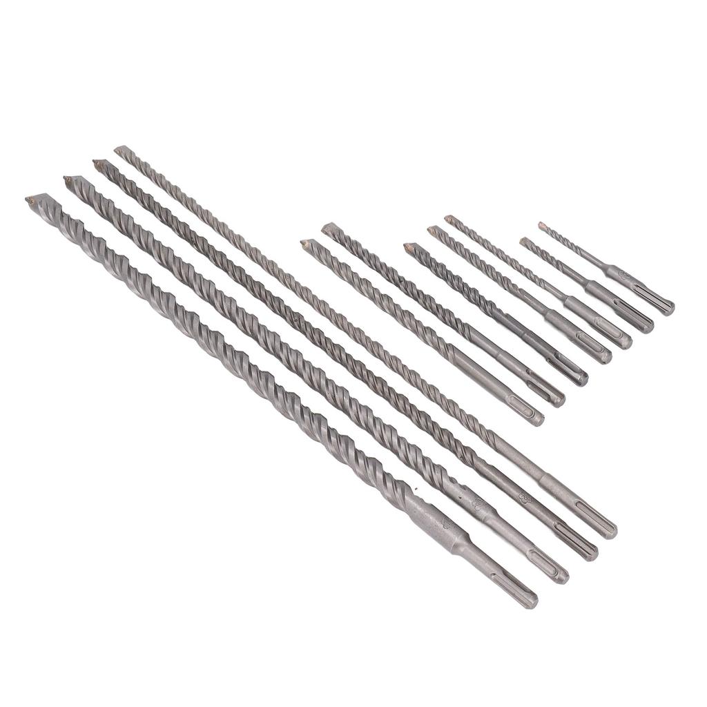 11Pcs Hammer Drill Bit Cemented Carbide High Speed Chip Removal Electric Hammer Drill Bit Set