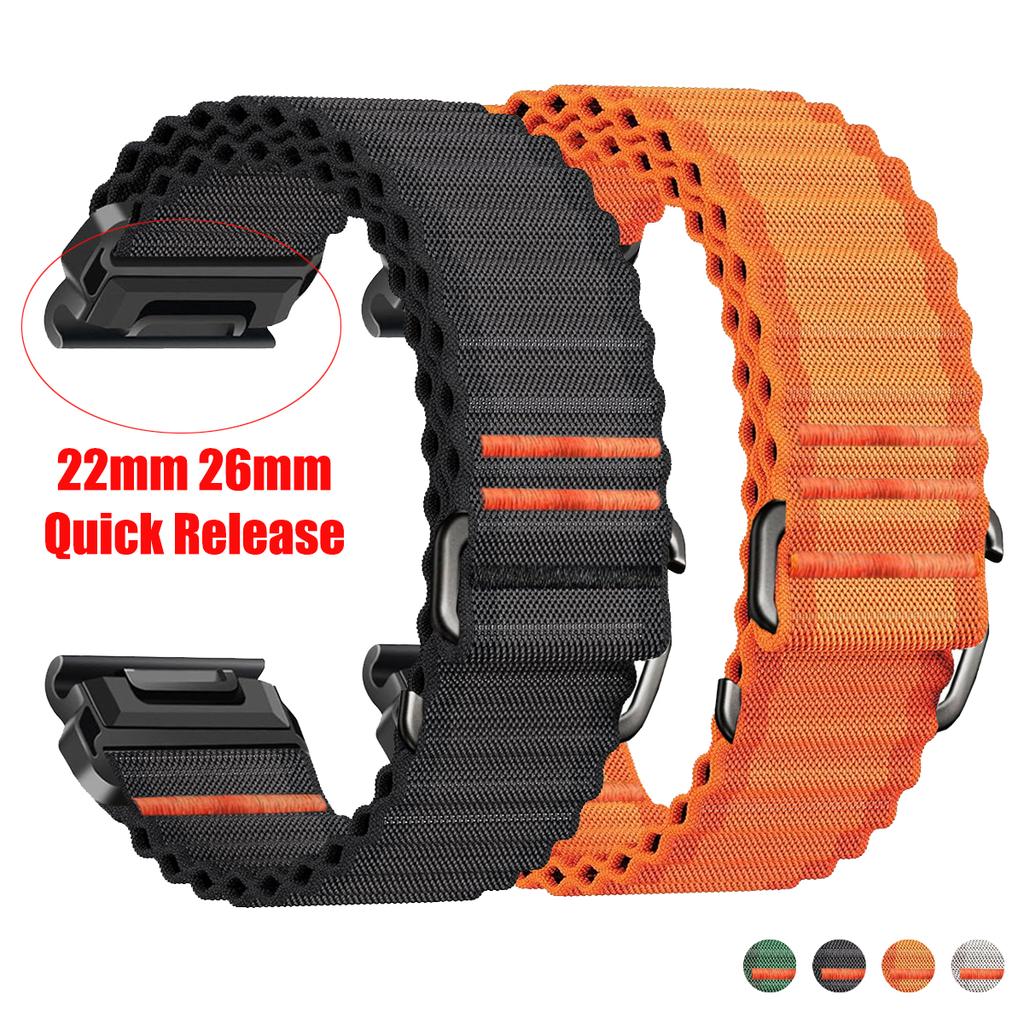 Cinturino in Nylon Quick Fit Per Garmin Quatix 8 51/47mm Cinturino a Ciclo Per Fenix 8 7X 7 6X/Forerunner 970/Instinct 3 2X 26mm 22mm Braccialetto