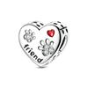 S925 Silver Cute Dog Charms Bead Keychain Animal Puppy Teddy Yorkshire Terrier Crab Paw Whale Rooster Snake Crocodile Jewelry