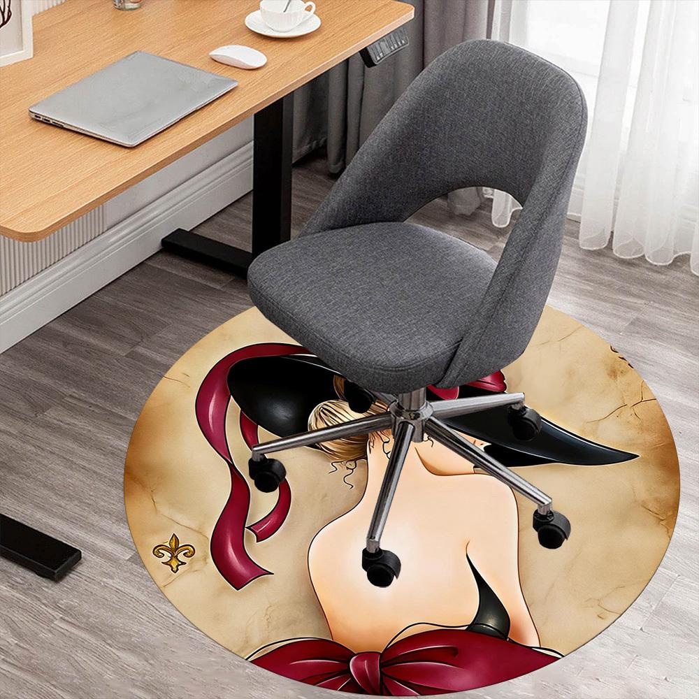

1pc hat lady Round Chair mat office Area Rug - Non-Slip, Floor Mat for Office, Bedroom, and Indoor Decor p127221 80cm by 80cm