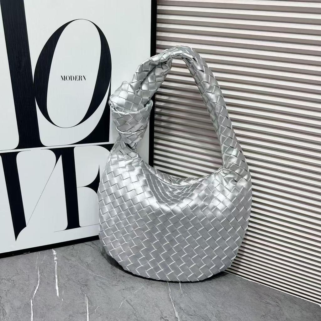 Handmade Woven Croissant Bag - Knotted Single Shoulder Underarm Tote