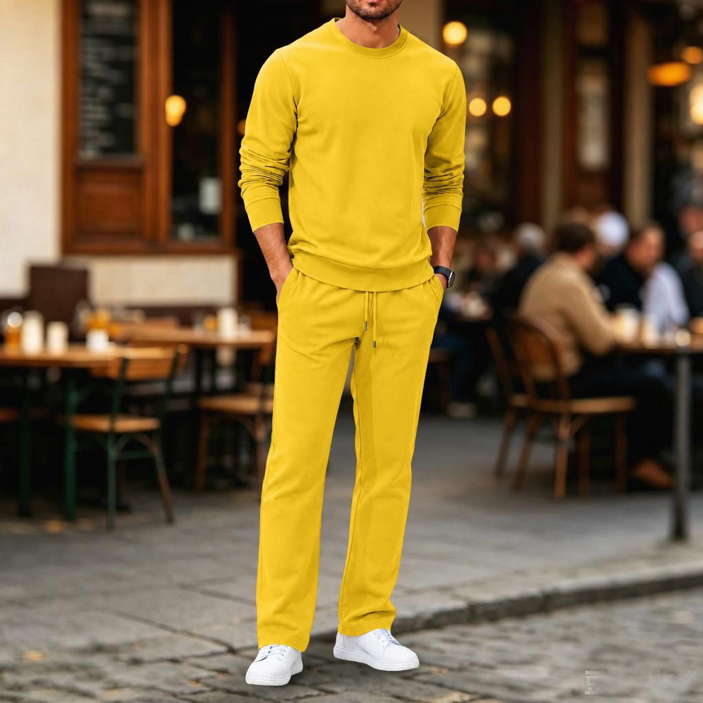 Men's Versatile 2 Piece Sweatsuit with Hooded Sweatshirt and Sweatpants for Casual Wear
