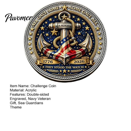 Moneta Souvenir Rotonda Challenge Coin Guardiani del Mare, Stavano di Guardia Moneta da Collezione Incisa su Entrambi i Lati Regalo per Veterano della Marina