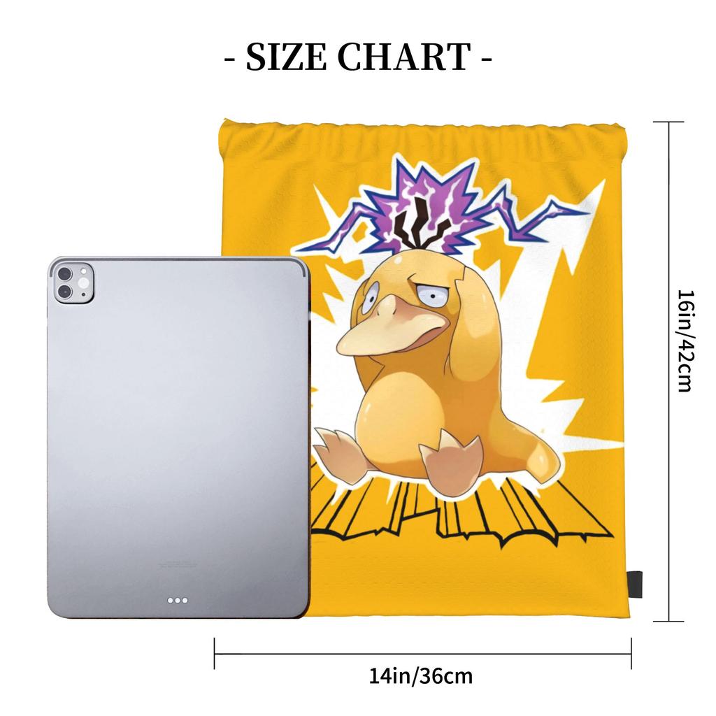 Custom P-Psyducks Drawstring Bag Women Men Lightweight Cartoon Sports Gym Storage Backpack