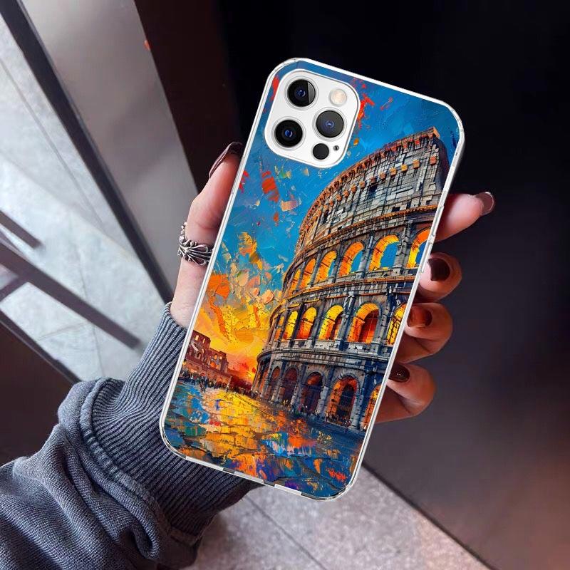 Roman Colosseum Phone Case For iPhone 17 Air 11 13 Mini 14 15 Plus 16 12 Pro Max 16E SE 7 8 Pattern Soft TPU Back Cover 13 12 M
