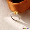 Premium Natural Crystal Stone Brushed Texture Ring S925 Sterling Silver Ring Women's Adjustable Fashion Gift