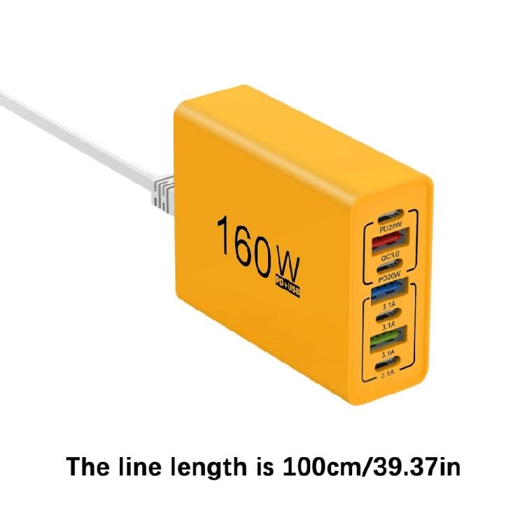 160W 6 In 1 Type C USB Charging Adapter 160W Multi Port Fast Charging Phone Charging Adapter For Smartphones Tablet