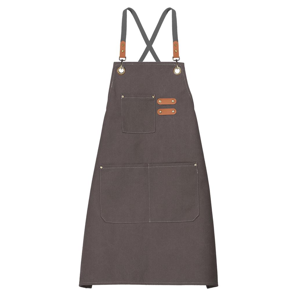 Canvas Chef Aprons 75x69cm Adjustable Strap Cross Back Kitchen Cooking Apron with 3 Pockets for Men Women Chef, Black