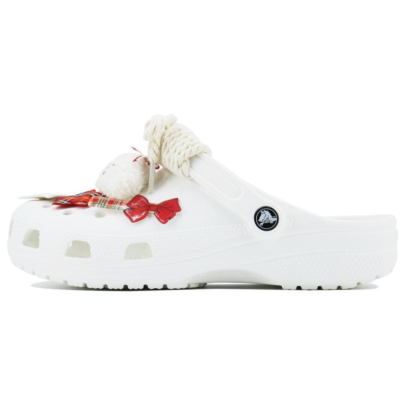 Crocs Classic clog SDS Cheese Tart Bow Sweet Girl Cute Cartoon Home Casual Beach Hole Shoes Unisex White