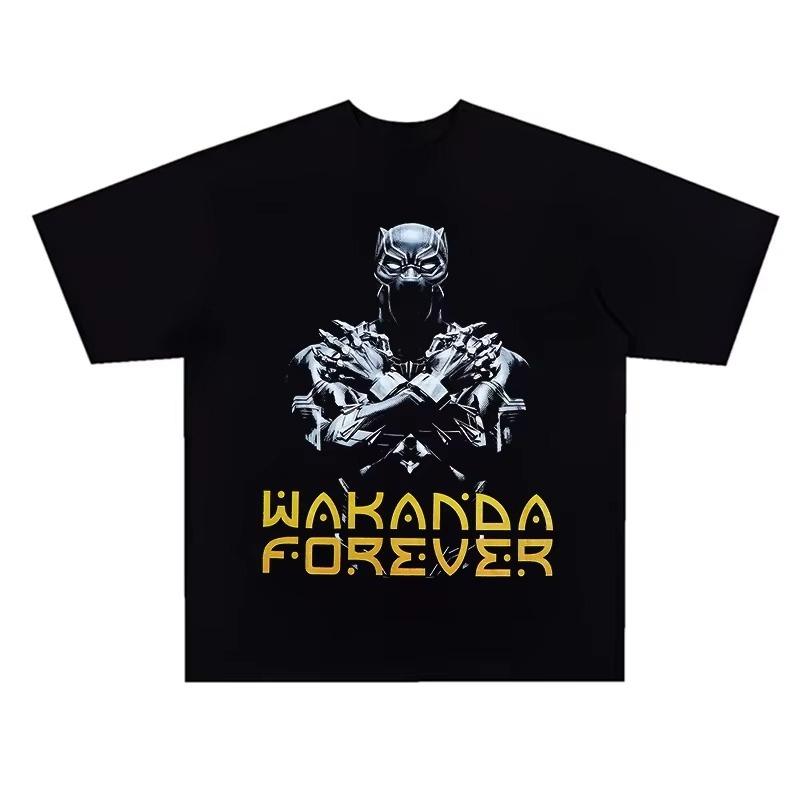 2026 Black Panther Oversized Cotton TShirt Y2K Streetwear Retro Harajuku Casual Fashion Hip Hop Short Sleeve Top for Men Women M