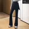 Women's Fleece-Lined High-Waist Micro Flare Patchwork Pants