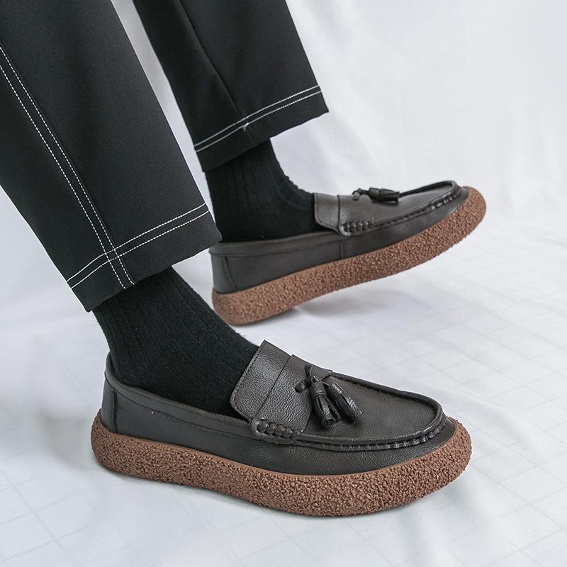 

Кожаная обувь в стиле business casual 22 весна и осень новая кожаная ленивая обувь Doudou повседневная 38 черный коричневый
