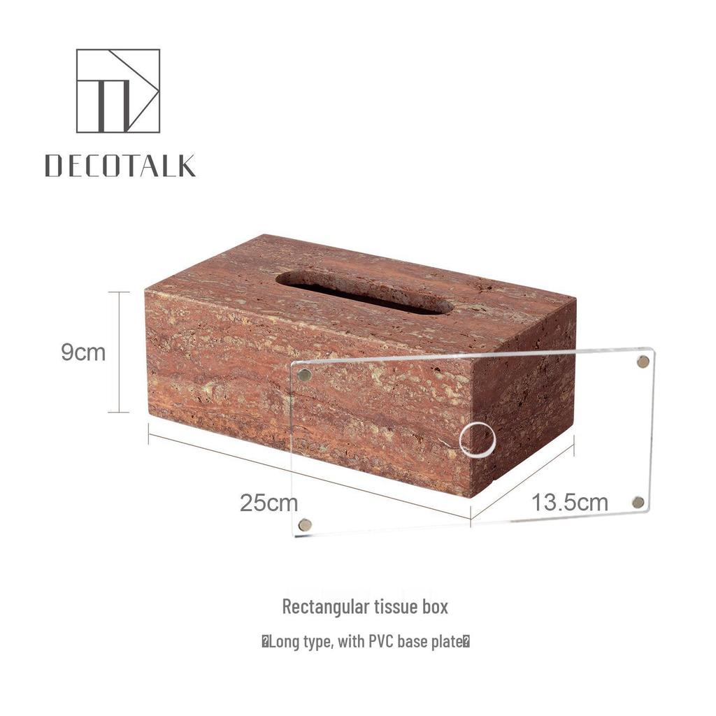 DecoTalk Wabi-sabi Red Travertine Bathroom Washbasin Set with Aromatherapy Tissue Box Tray