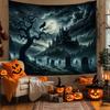 Premium Halloween Neon Forest Black Light Tapestry Glowing Pumpkin Wall Tapestry for Bedroom Living Room Home Wall Decor