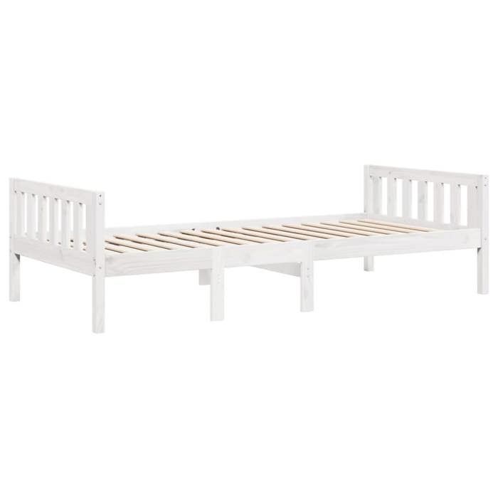 VidaXL Lit pour enfants sans matelas blanc 90x200cm bois de pin massif, lit simple, lit mi-hauteur, lit en bois, lit 855028