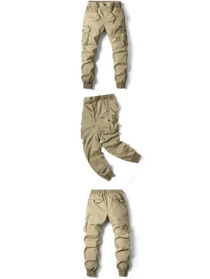 Men's European & American Style Elastic Waist Cargo Jogger Pants - Autumn/Winter Collection