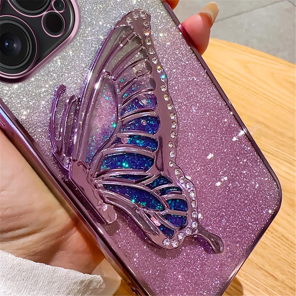 Quicksand Butterfly Glitter Plating Phone Cases For Samsung Galaxy A12 A13 A23 A33 A53 A73 A32 A52S A52 A72 Soft Silicone Cover