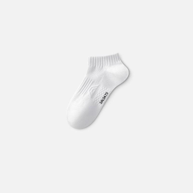 White Socks, Men's, Summer, Pure Cotton, Thin, Short Socks, Sweat Absorbing and Breathable, Sports Running, Teenagers, Basketball Mid Tube Socks
