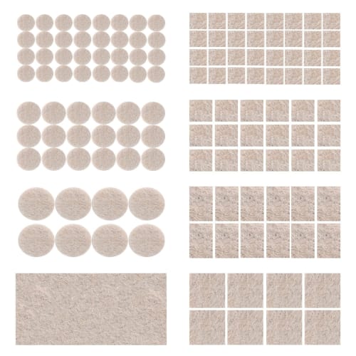 LIKENNY Furniture Protection Pads, 129 Pieces in 8 Sizes, 5mm Thick Felt Furniture Pads, Soundproof, Anti-Vibration, Anti-Slip, Shock Absorbing, Floor