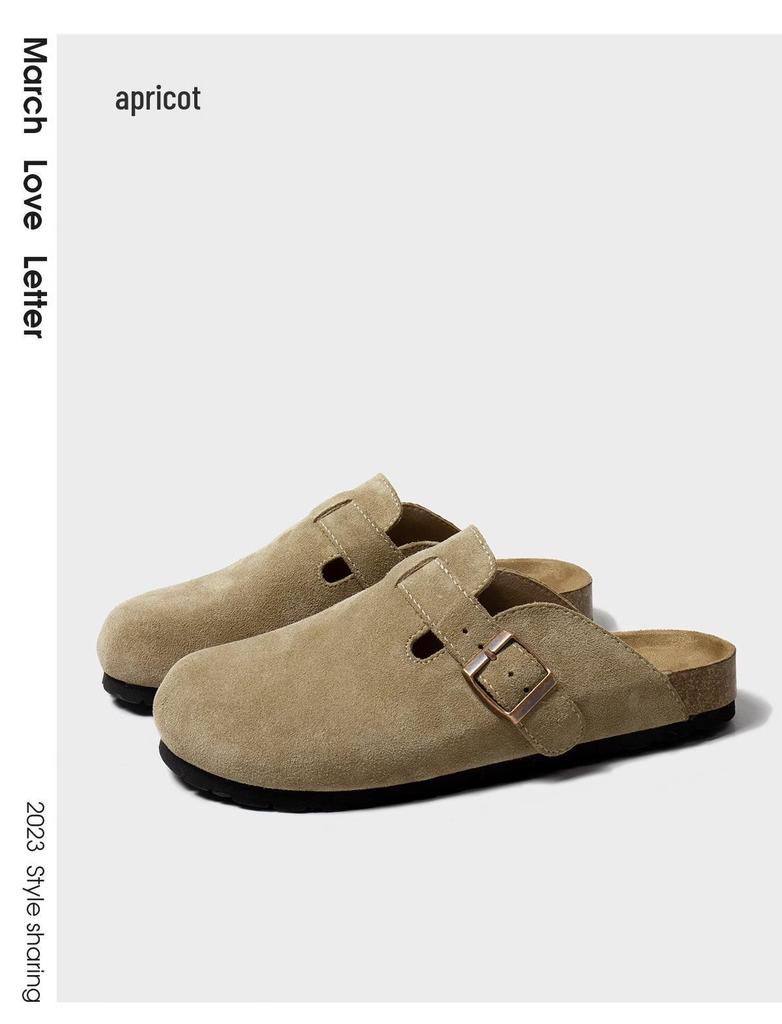 Weiwei Girl Genuine Leather Women's Thick Sole Closed Toe Flat Slippers