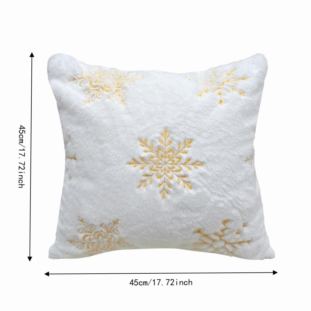 Snowflake Throw Pillowcase Polyester Cushion Cover Cozy Embroidered Pillow Covers Sofa Decor