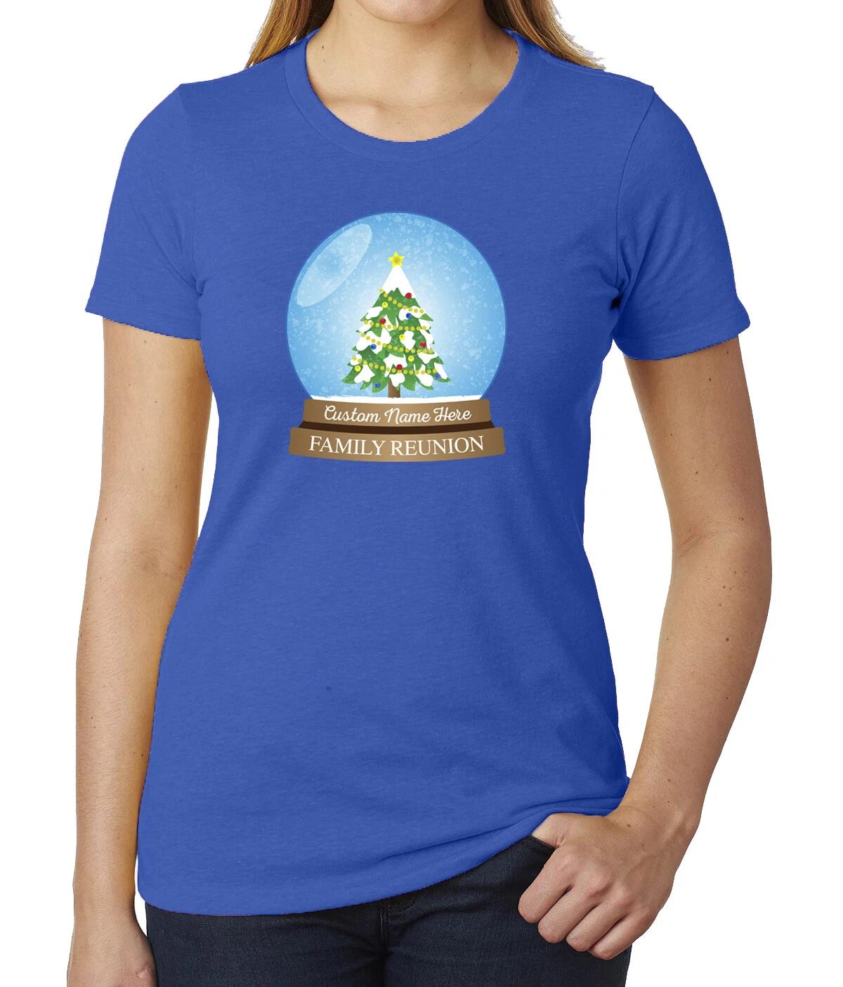 Snowglobe with custom name -Family Reunion Woman s T-Shirts L