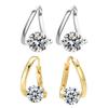 1 Pair Drop Earrings Cubic Zirconia Inlay Arc-Shaped Design Earrings Lightweight Comfortable Wearing Women Earrings Jewelry Gift