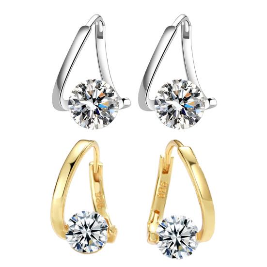 1 Pair Drop Earrings Cubic Zirconia Inlay Arc-Shaped Design Earrings Lightweight Comfortable Wearing Women Earrings Jewelry Gift