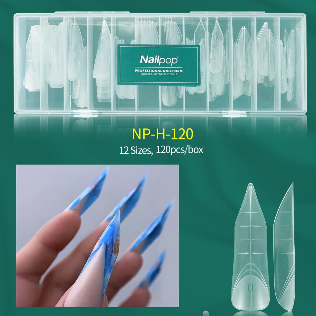 Nailpop Mechanical Nail Form 70/140Pcs Unique Dragon Claw Clear Nail Extension Forms 14 Sizes Easy DIY Salon Nail Art Tool
