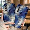 Phone Case: 2D Flat Samsung Galaxy A34 A35 S20 S22 S21 FE Plus Ultra Protective Case, Blue and White with Gold Trim, Christmas and Halloween Holiday G