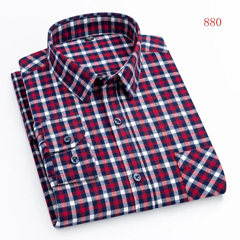 New Flannel Plaid Shirts For Men Spring Cotton Easy Care Non-iron Long Sleeve Casual Clothing Business Smart Dress Top Shirts
