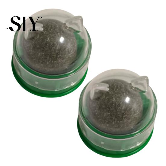 Indoor Cat Interactive Toy 2Pcs Catnip Lick Balls Rotating Ball Safe Healthy Kitten Licking Stimulation Chew with Adhesive for Wall or Floor