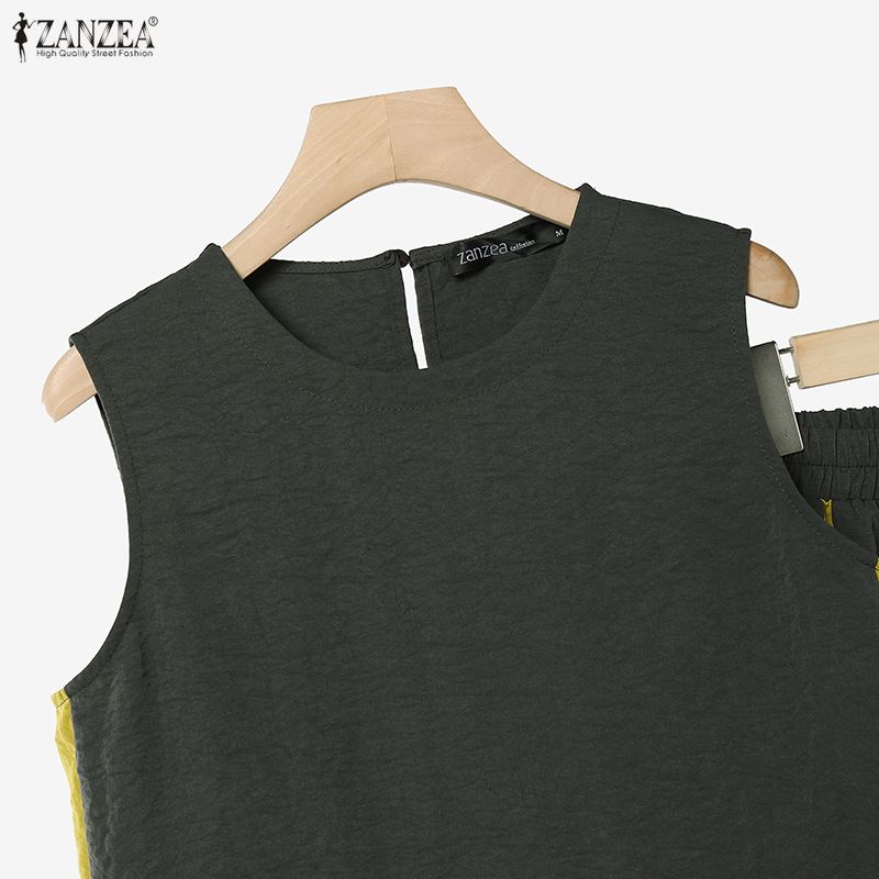 ZANZEA Women Sleeveless Vest Tops and Long Pants Casual Two Piece Suit Sets