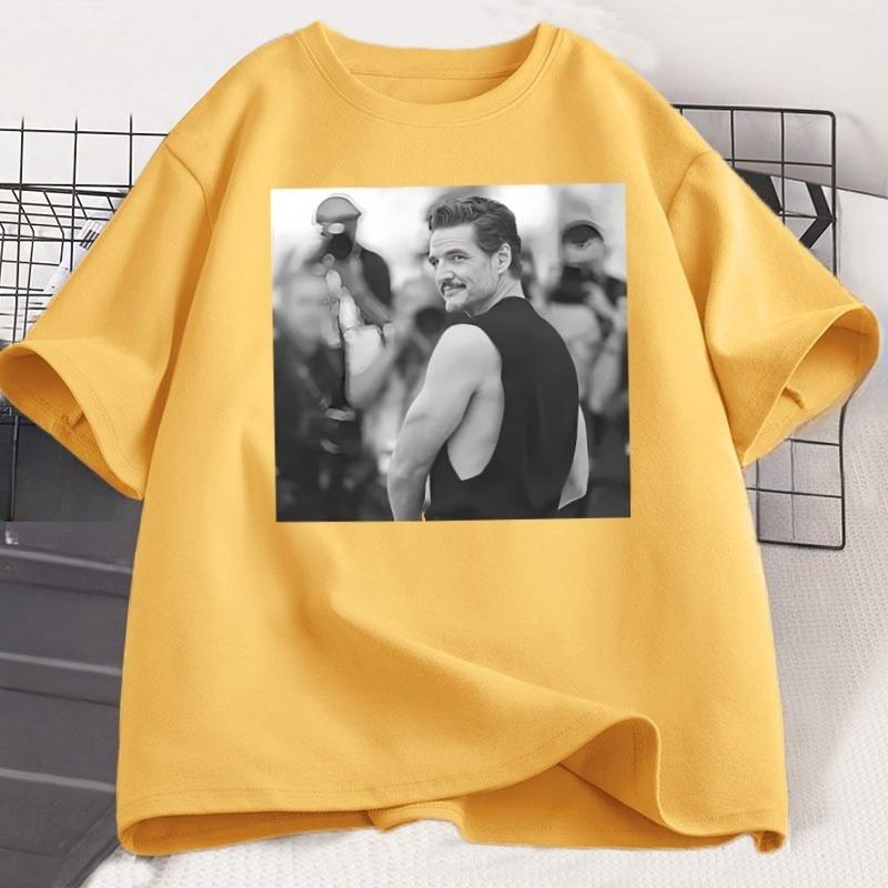 Camiseta Pedro Pascal Daddy Unisex MUJERES Vintage 90s Camiseta Gráfica Algodón Manga Corta Cuello Redondo Streetwear Ropa Unisex Y2k Tops