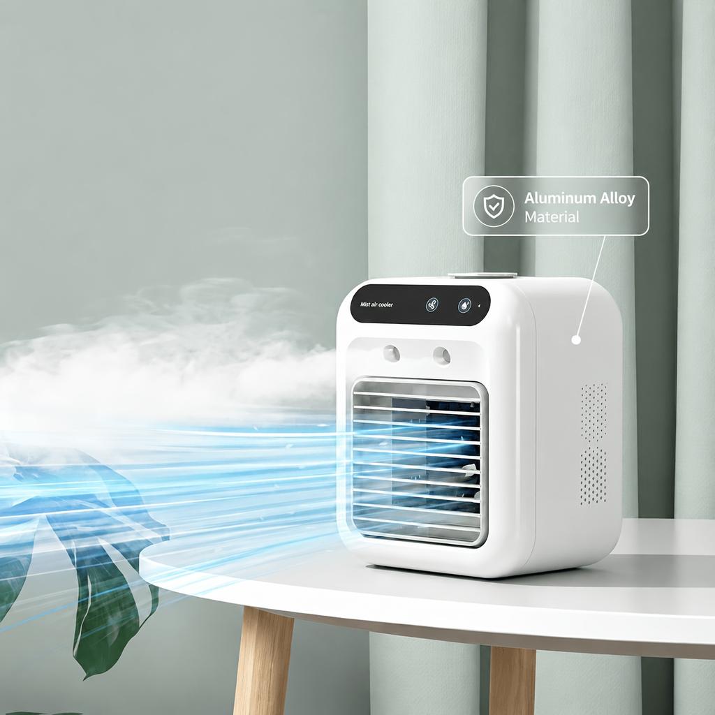 Portable Mini Water-cooled Air Conditioner Silent Spray Humidification Cooling Air Conditioning Fan USB Rechargeable, Long-lasting Battery Life,
