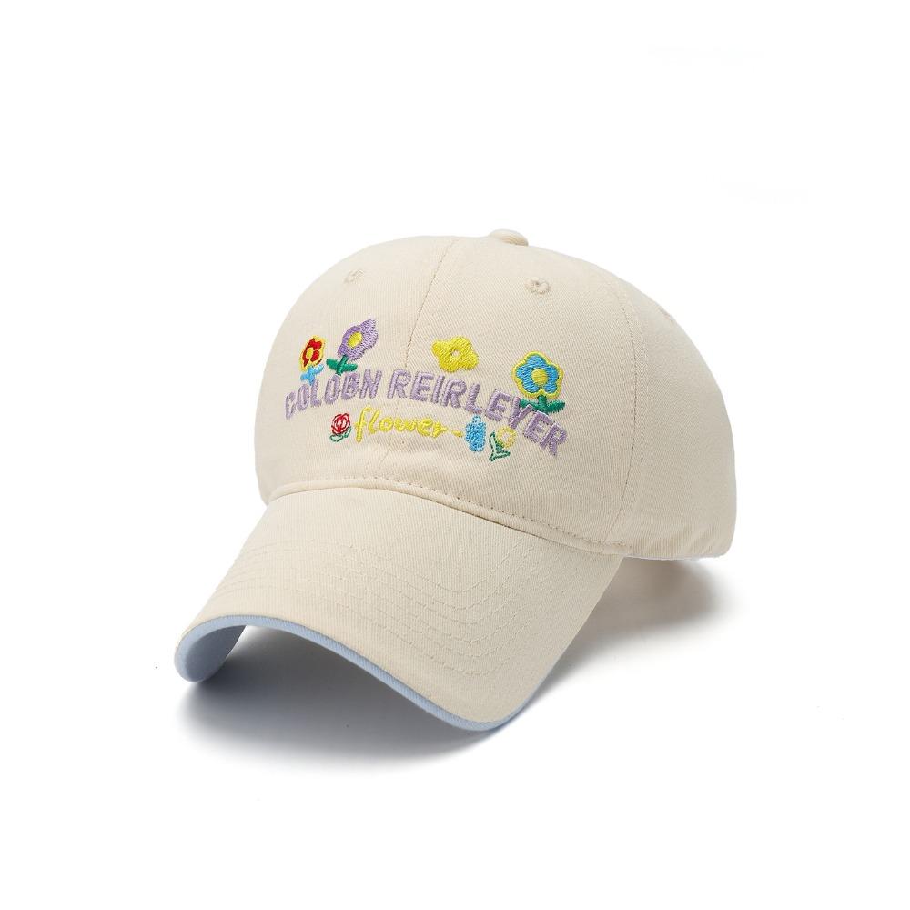 Letter Embroidered Floral Baseball Cap Hip Hop Sun Hat Fashion Streetwear Hats For Women Girls бежевый