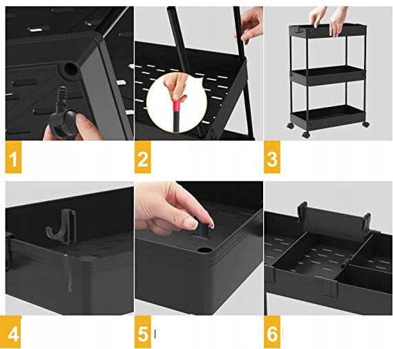 Bathroom Shelf Kitchen Cabinet Mobile Shelf 4-Level Casters White